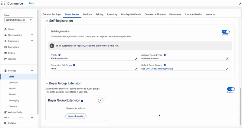 Registering the provider in the store settings