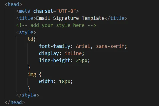 Adding CSS in the style element
