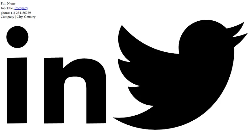 The unstyled signature in the browser